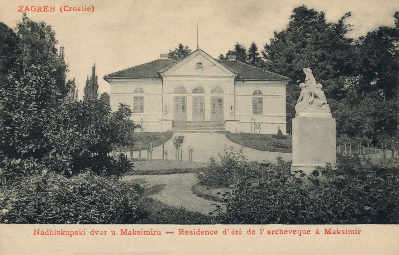 Ljetnikovac biskupa Haulika (sagrađen oko 1840. godine), park Maksimir, razglednica 1904. godina